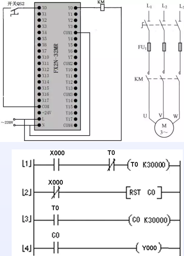 1641785380672138.png 定时器与计数器组合延长定时控制的PLC线路与梯形图.png